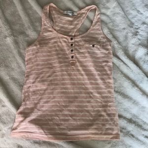 Peach / salmon striped top with buttons